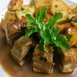 Blue Spice Restaurant Pork Fillet Stuffed With Dates In Commandaria Sauce