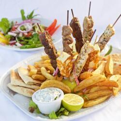 Blue Spice Restaurant Souvlaki With French Fries