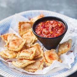 Fried Four Cheese Ravioli And Spicy Arrabbiata Sauce From Jamies Italian Cyprus