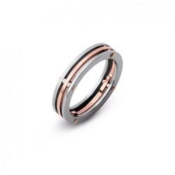 Men Ring In Rose Gold And Stainless Steel