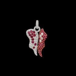 Carlo Joaiellier Collection Butterfly White And Rose Gold With Natural White Diamonds And Red Rubies