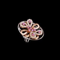 Carlo Joaiellier Collection Floral White And Rose Gold Natural White Diamonds And Pink Sapphires