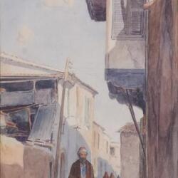 Ioannis Kissonerghis 1889 1963 A Street In Old Nicosia Watercolour On Paper