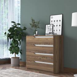 Chest Of 4 Drawers Verena Walnut White Homepaketo