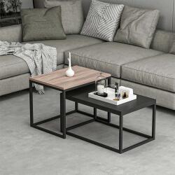 Set Coffee Table Leka In Walnut Black Color Homepaketo