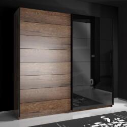 Wardrobe Rolan Walnut And Glossy Black Homepaketo