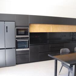 Zeds Woodworking Ltd Doors Black Laminate Matt Kitchen With Cuzco Royal Gold Laminate