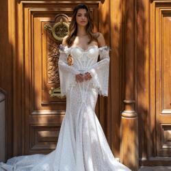Primalicia Wedding Dress In Boho Style With Off The Shoulder Sleeves