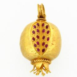 Ruby Pomegranate Gold Pendant