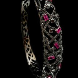 Bacchus Collection Ruby Black Diamond And Black Gold Bangle